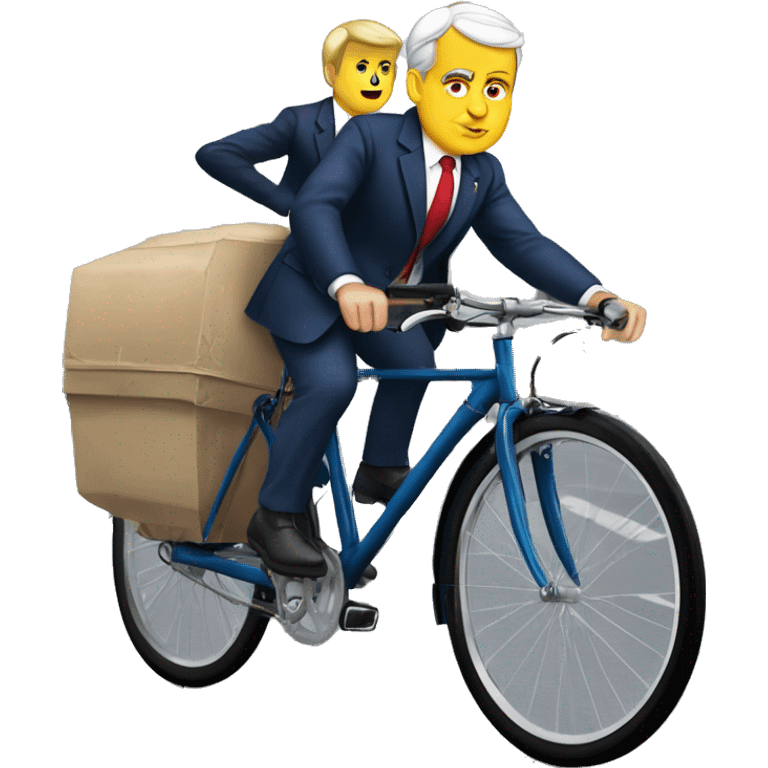 President macron sur velo avec ses gardes du corps emoji