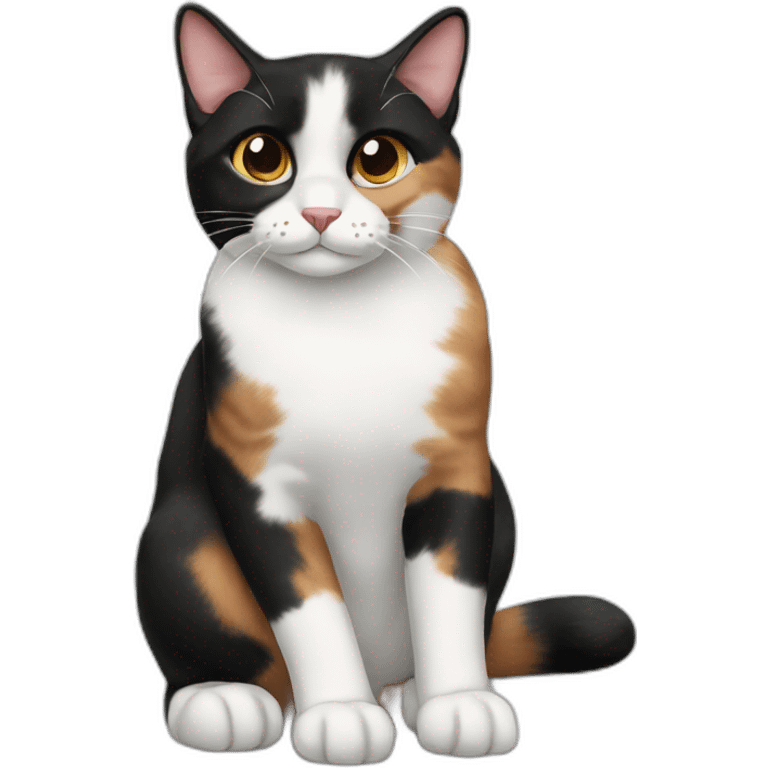 black white brown calico cat sit emoji