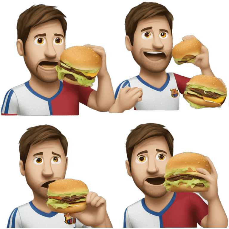 Messi eating burger emoji