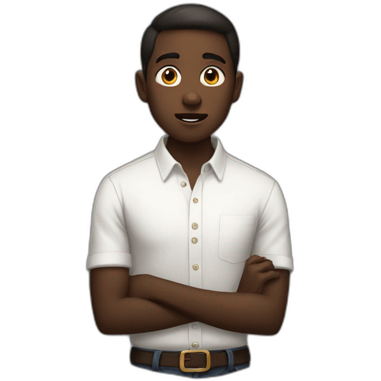 dark-skinned boy in white shirt shocked emoji