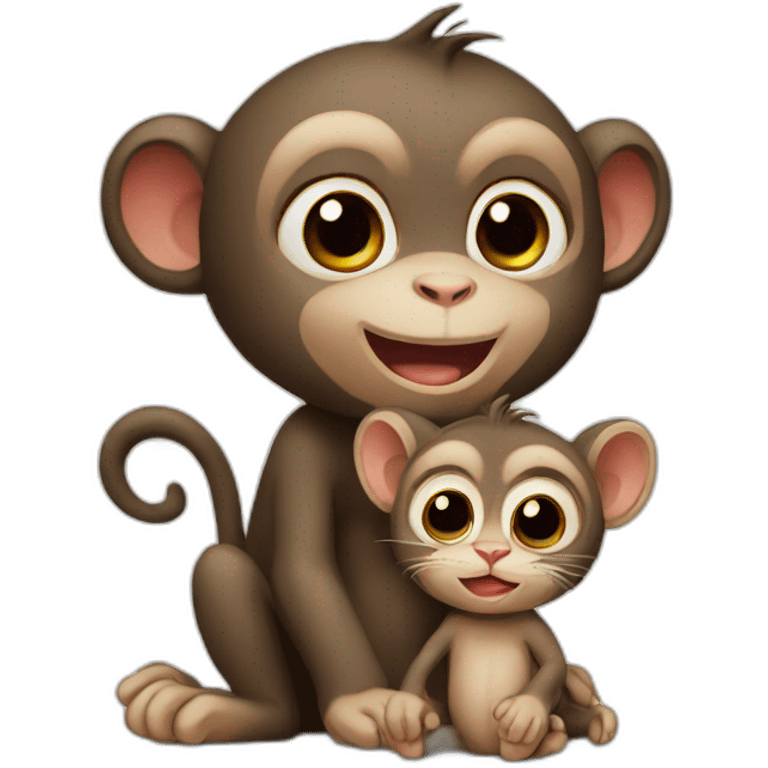 monkey and cat baby emoji