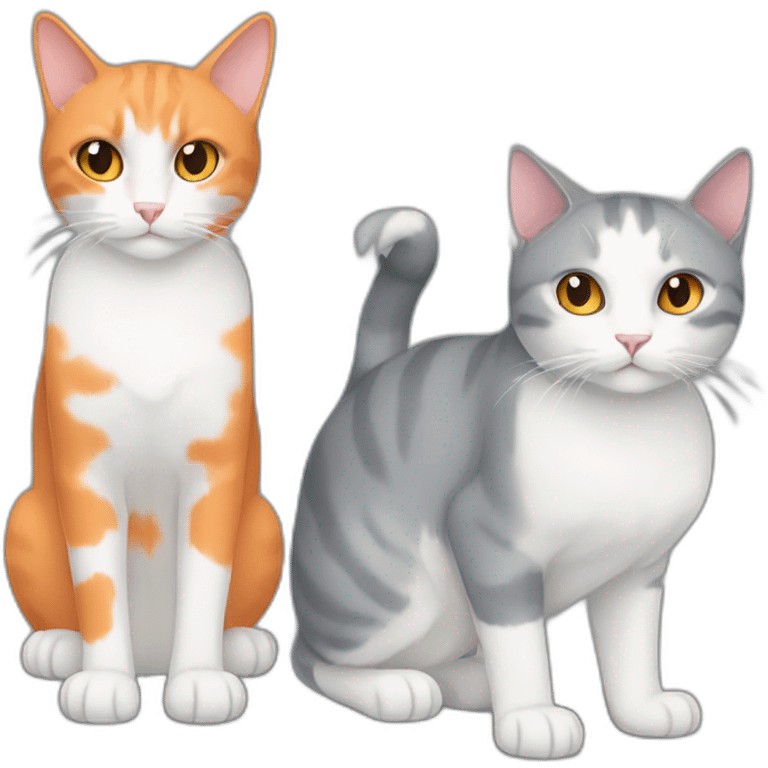 dual grey cat and white and orange cat emoji