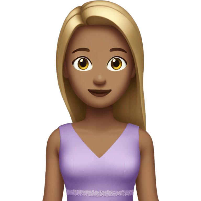 golden brown straight hair green eyes lavender dress emoji