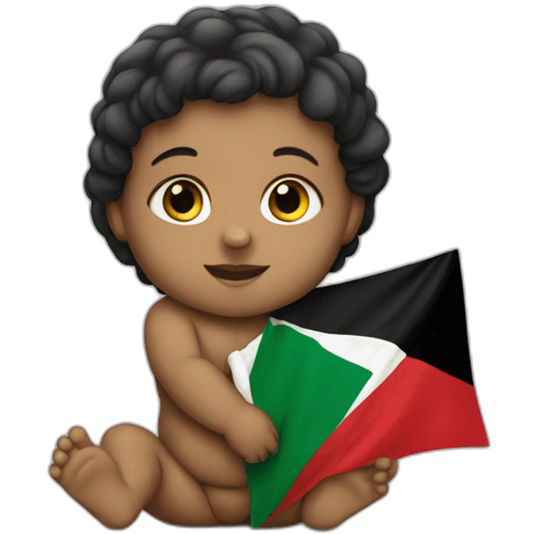 A baby holding palestinian flag emoji