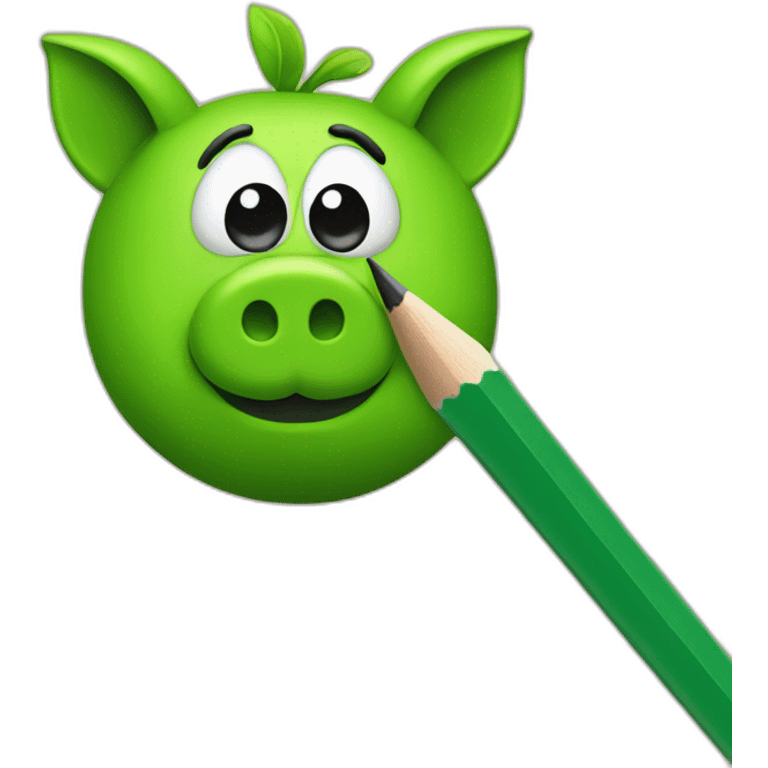 green piggy holding a pencil in his hand emoji