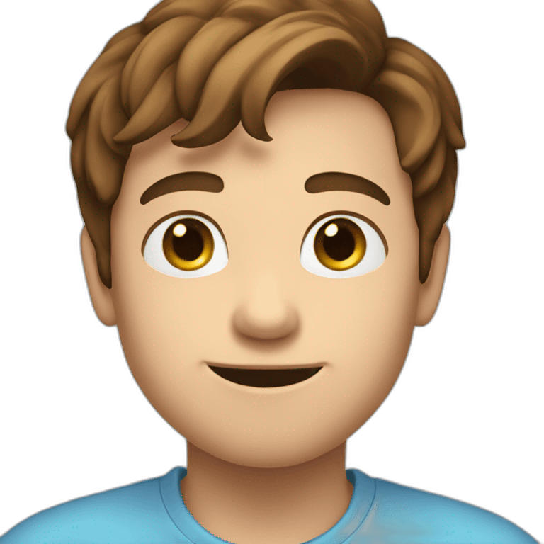 boy with brown hair, in sky blue shirt, point the finger in front of you emoji