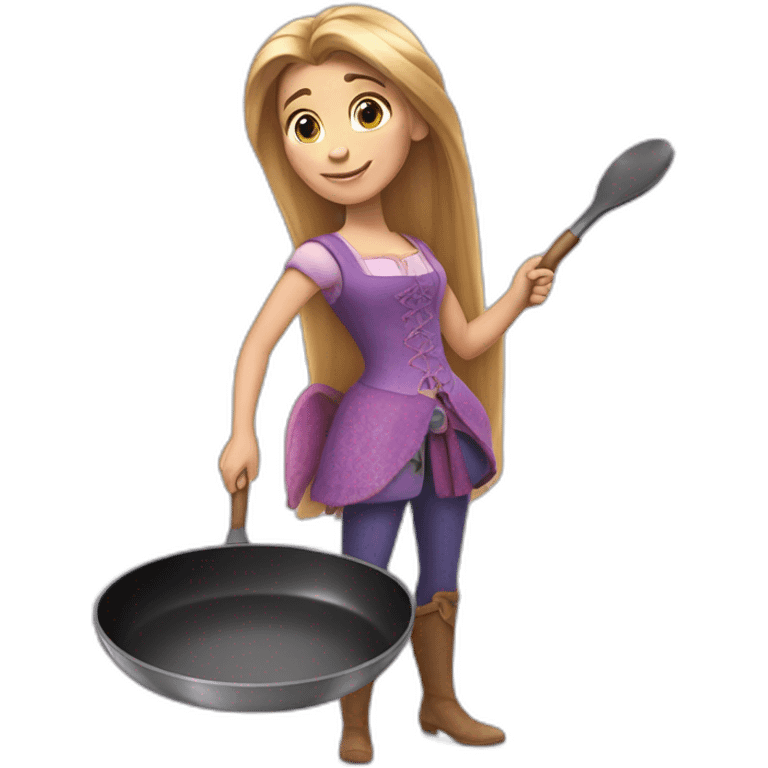 Rapunzel with frying pan emoji