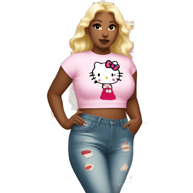 Blonde curvy women with hello kitty crop top emoji