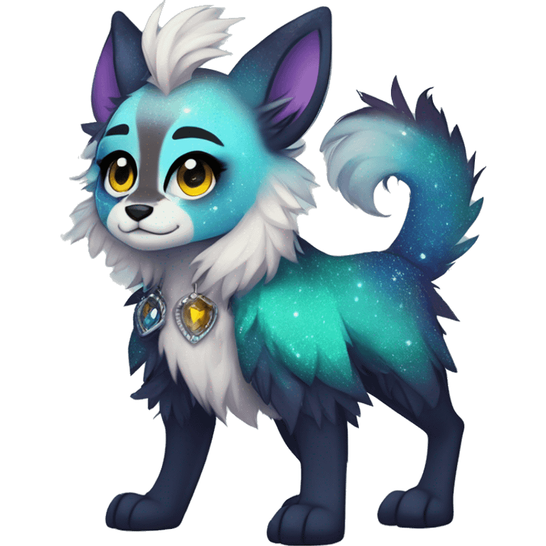 Cool cute Kawaii edgy fantasy animal sparkle fursona Fionbri by griffsnuff & LiLaiRa & Falvie full body emoji