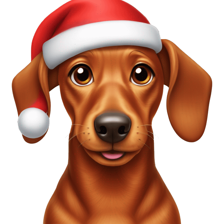 Red dachshund in Santa hat emoji