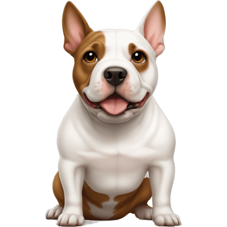 White Bull terrier and brown-and-tan frenchie standing together  emoji