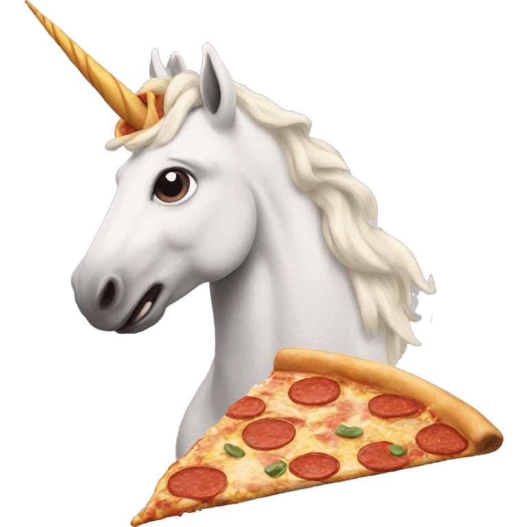 Unicorn eating pizza emoji