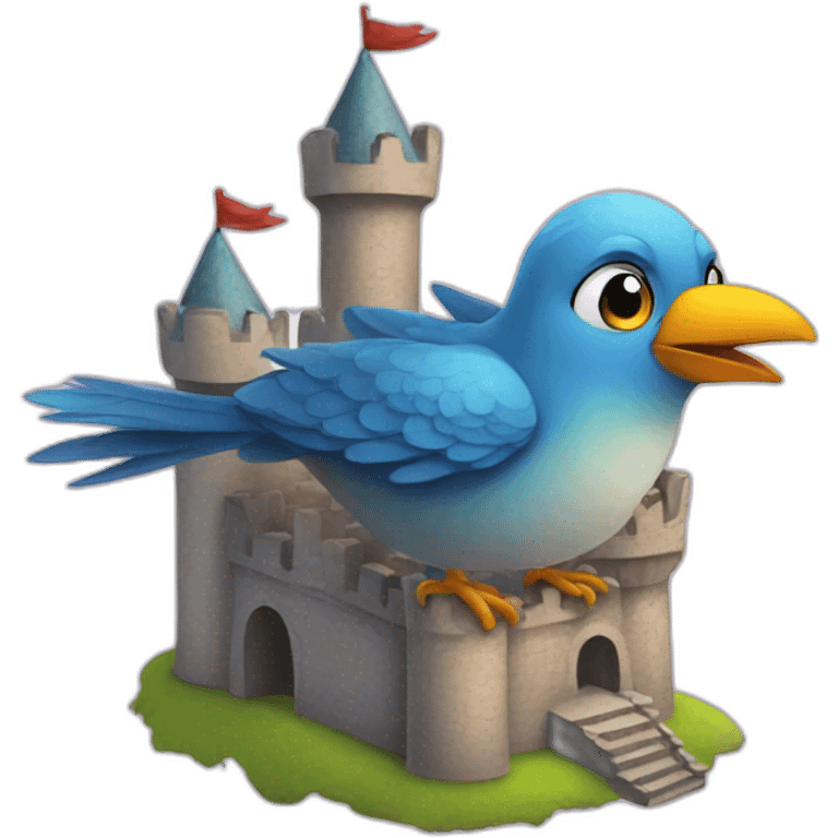 Bird into a castle emoji