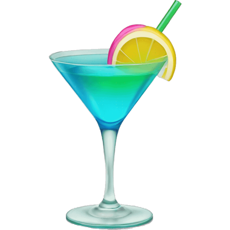 Blue/green cocktail with pink and yellow  emoji