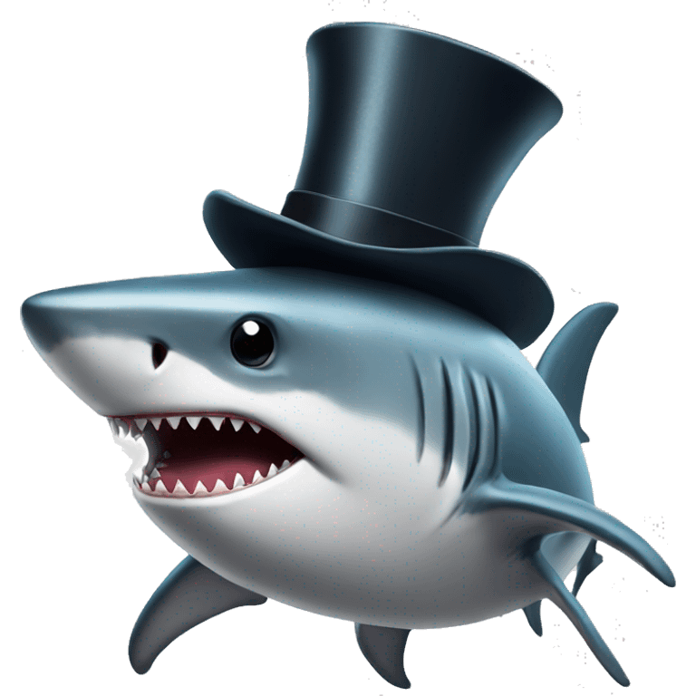 Shark with a top hat emoji