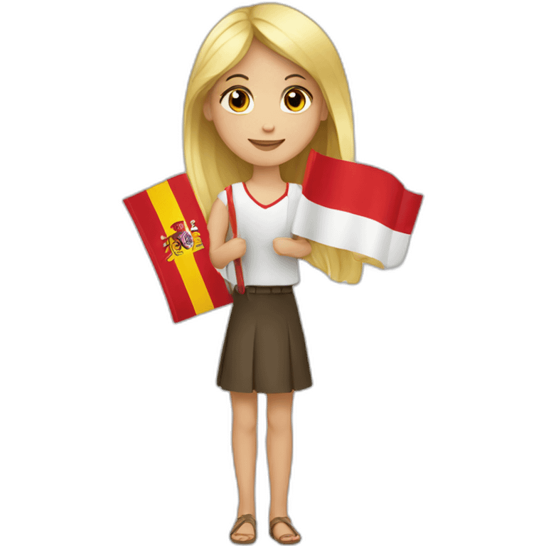 Blond girl with Spanish flag in hands  emoji