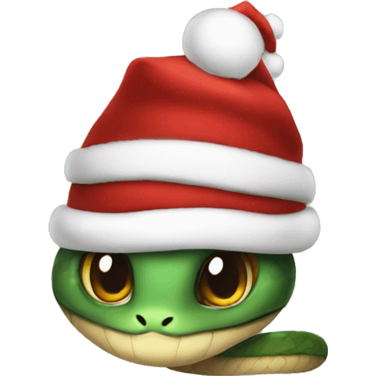 cute snake in a Christmas cap emoji