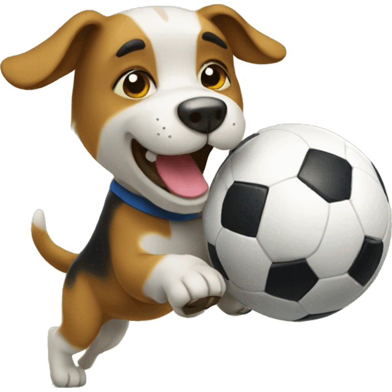 Dog playing soccer  emoji