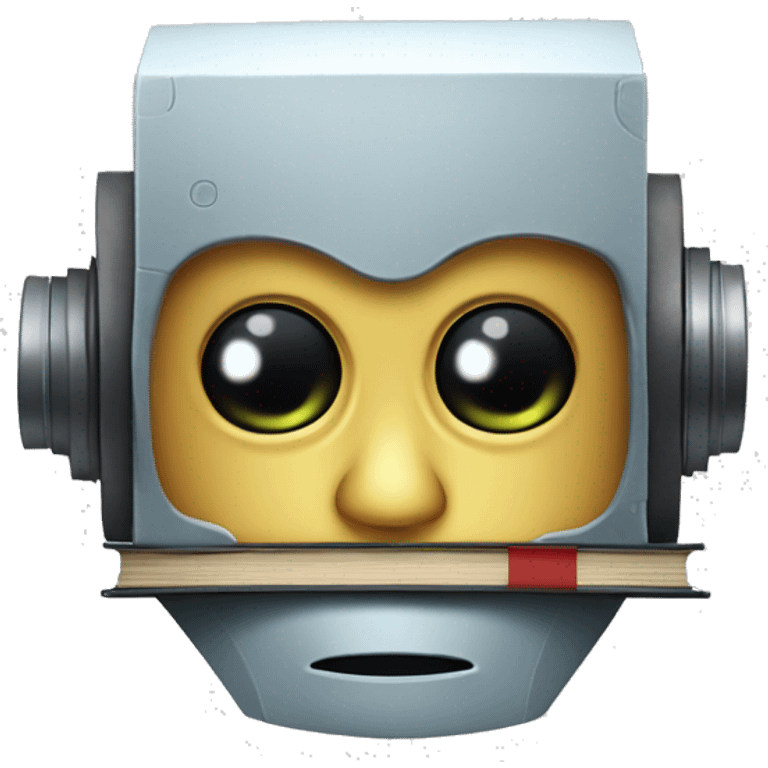 robot head with books in it emoji