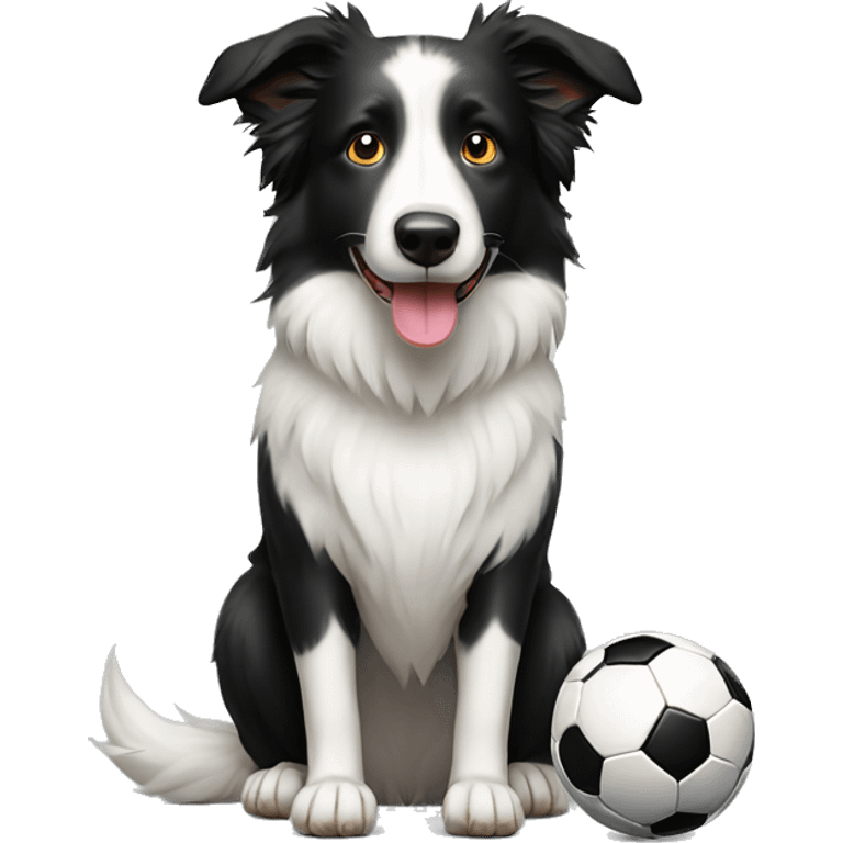 border collie with soccer ball emoji