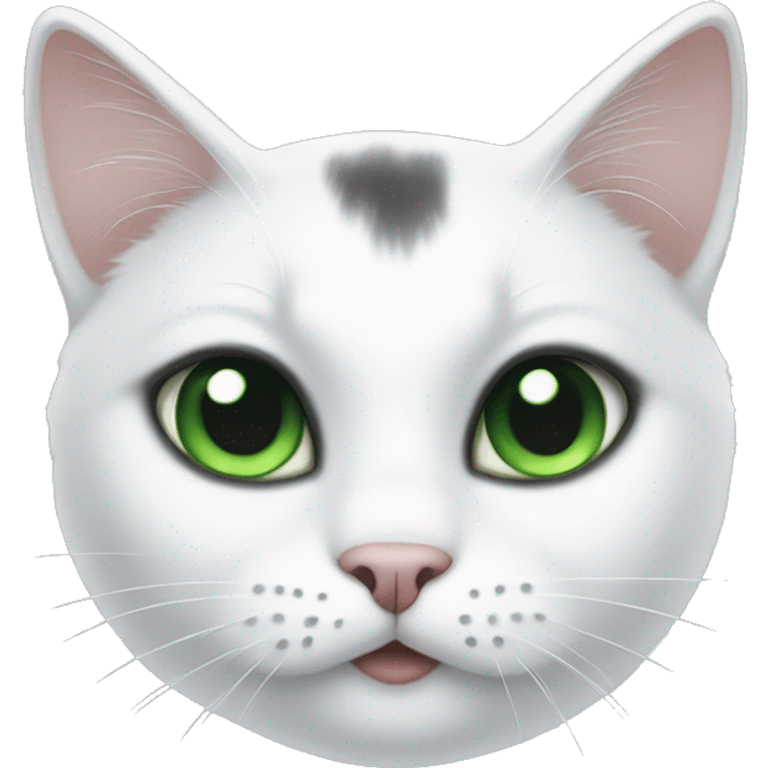 white cat with black patches green eyes emoji