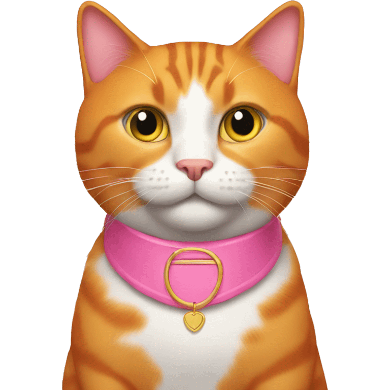 All orange cat with pink collar emoji