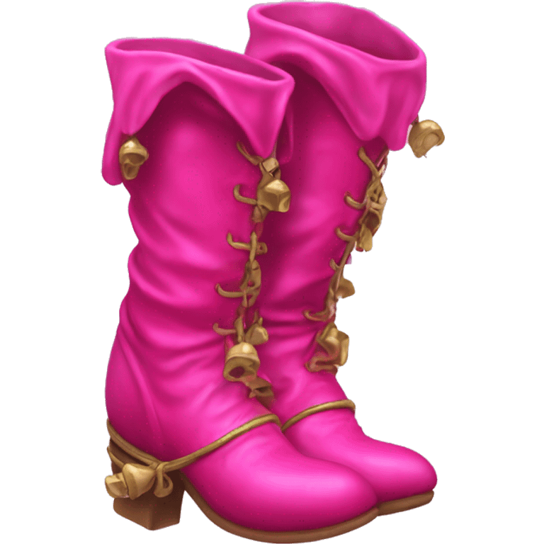 Realistic isolated hot pink elf boots with bells. emoji