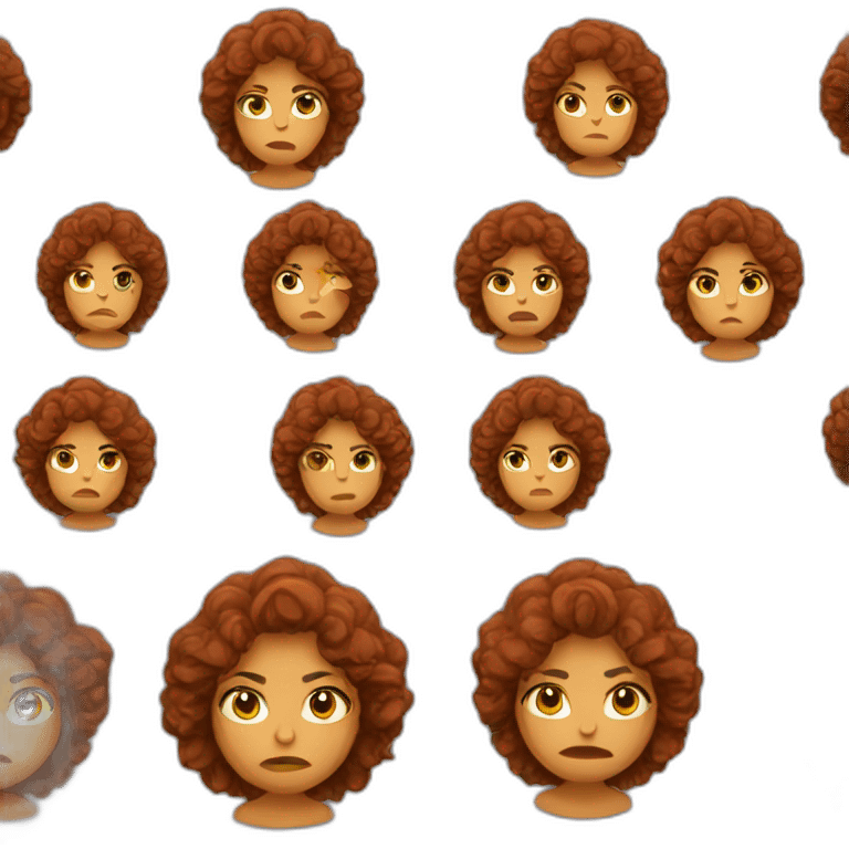 Angry latina woman with arms crossed. Long auburn curls.  emoji