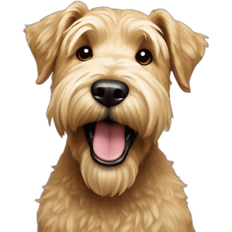 Wheaten terrier with big smile emoji