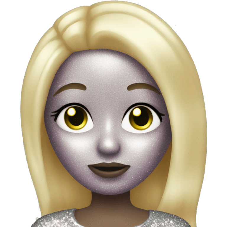 alien with blonde hair and glitter on the face emoji