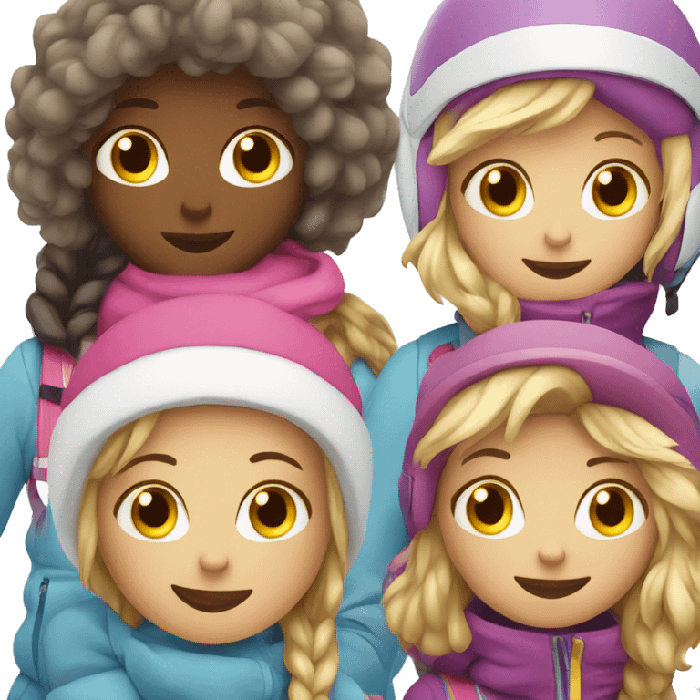 Sweet girls skiing emoji