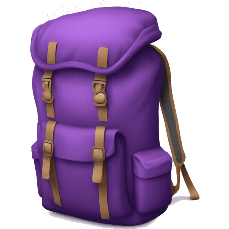 Realistic purple camping backpack isolated.  emoji