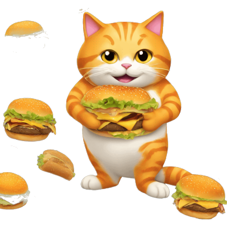 Orange cat eating a cheeseburger  emoji