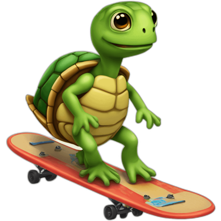 Turte riding a scateboard emoji