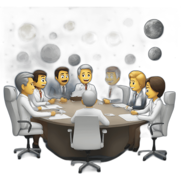 Board meeting on the moon emoji