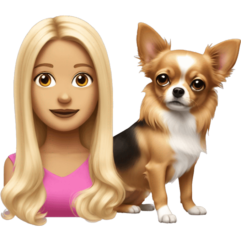 Legally blonde  long hair with chihuahua r emoji