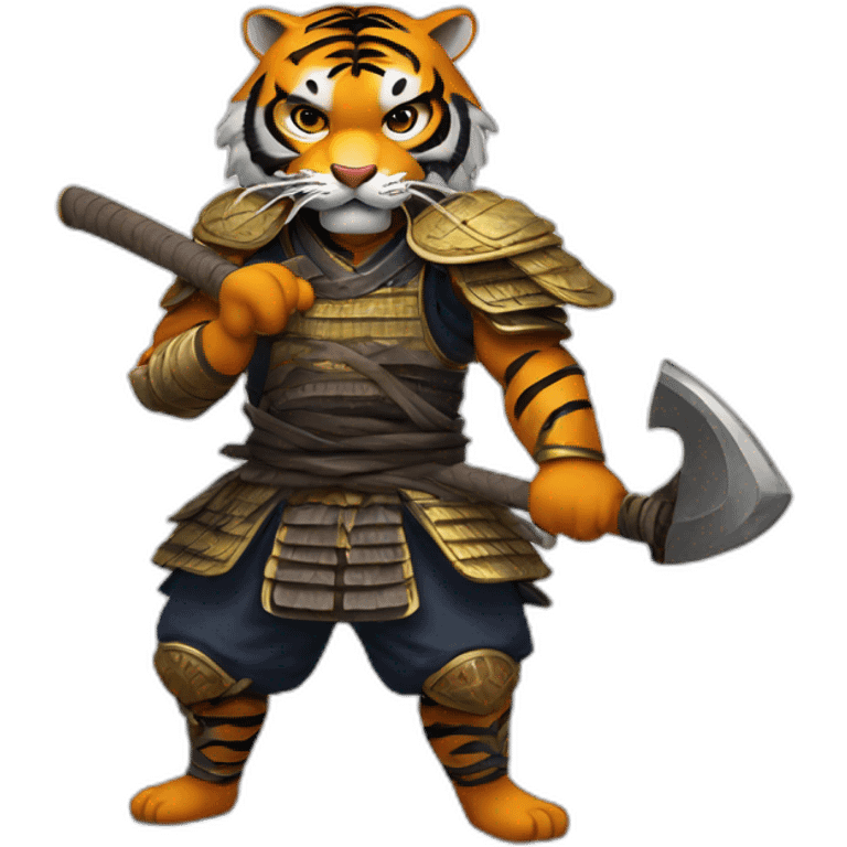 Tiger samurai holding axe emoji