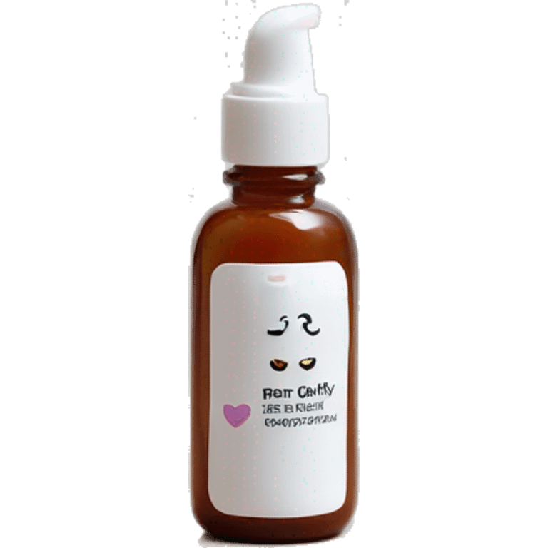 tiny facial exfoliant liquid bottle with label emoji