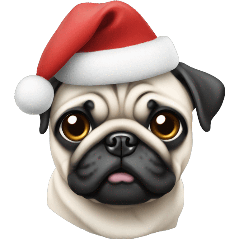  Christmas pug white hat emoji