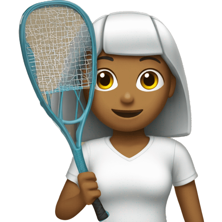 girl holding racquetball racket emoji