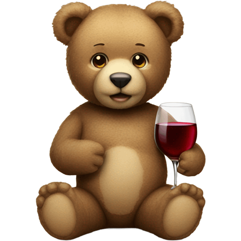 Teddy Bear drinking a glass of wine emoji