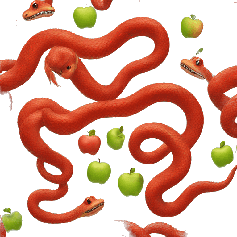 red snake with apple emoji