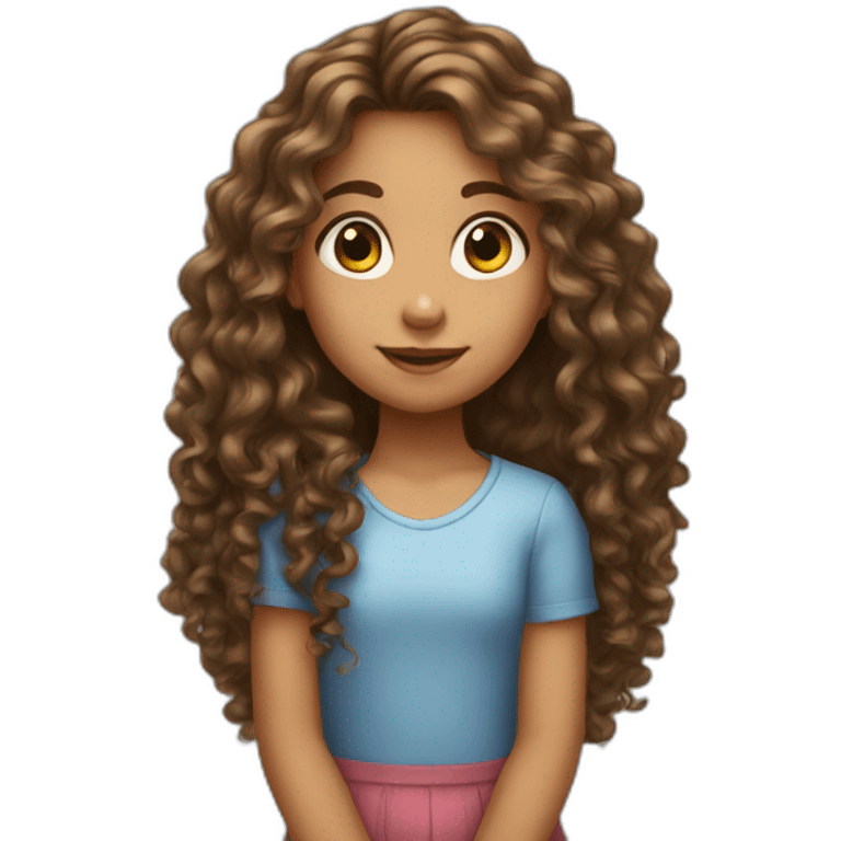 A little girl with very long curly hair emoji