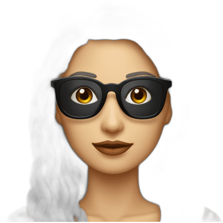 mujer piel blanca gafas pelo largo negro y con camarones y espagueti emoji