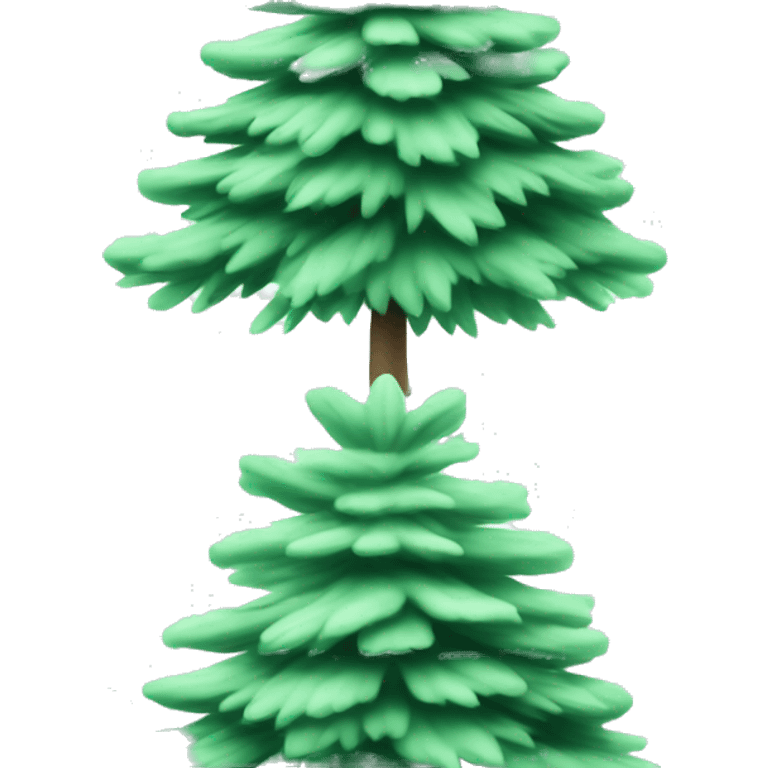 Realistic isolated gradient mint green fir christmas tree. emoji