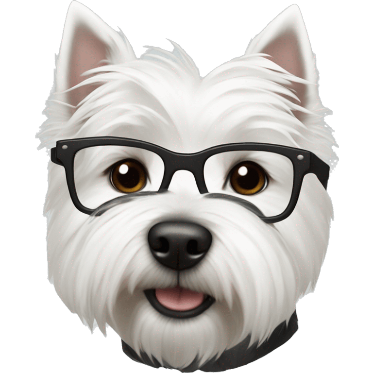 west highland white terrier with black glasses emoji