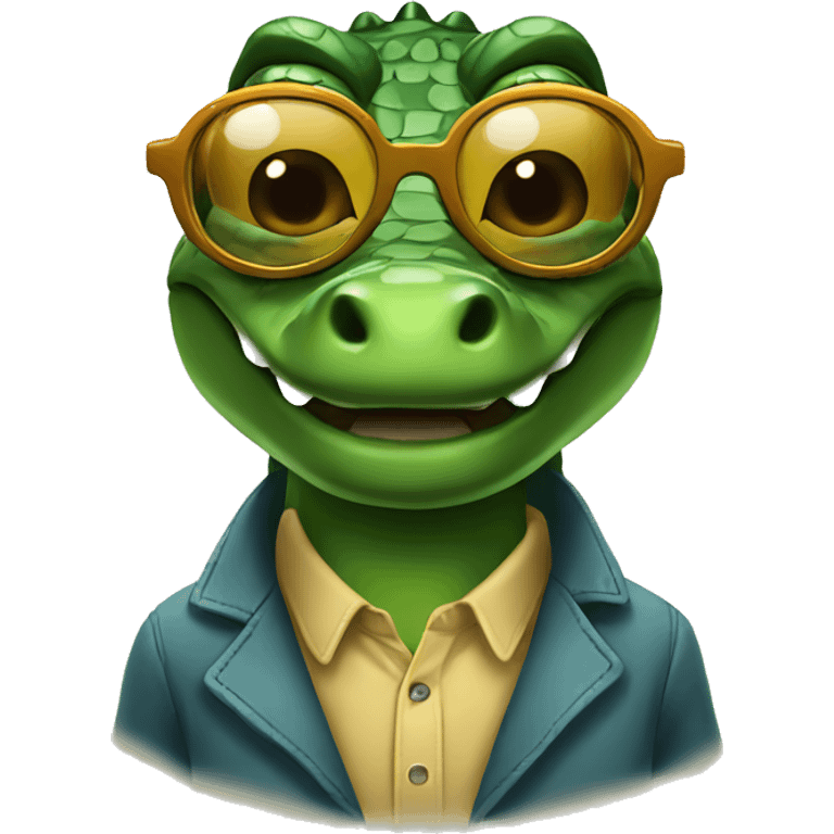 Crocodile with glasses emoji