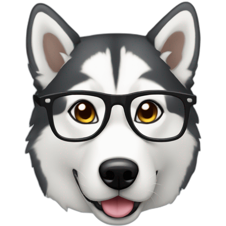 syberian husky with glasses emoji