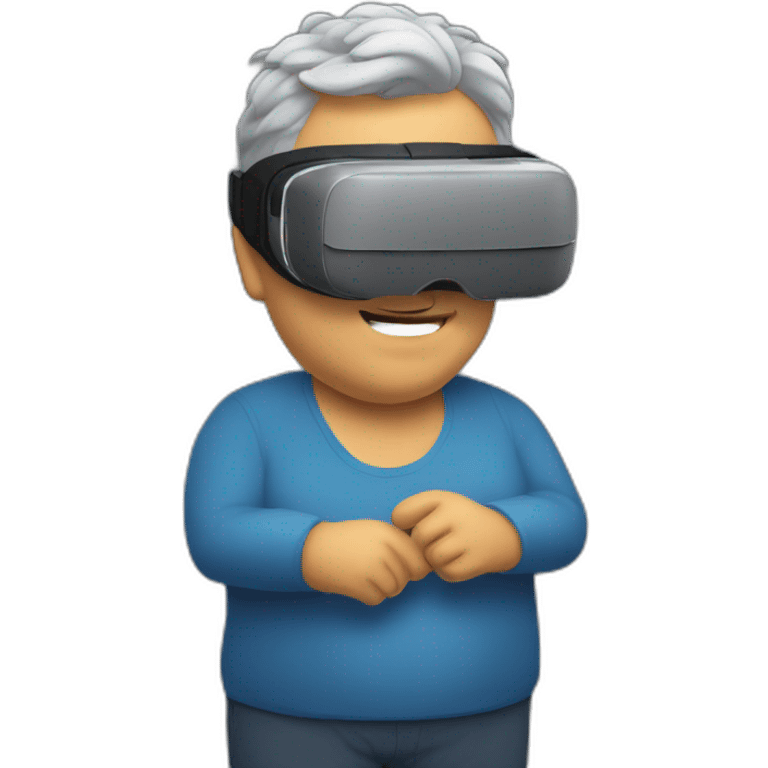 45 years old, fat, gray hair, Brazilian using virtual reality headset emoji