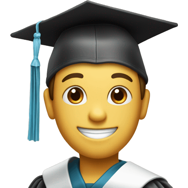 a happy boy wearing graduation cap while holding a diploma in his right hand  emoji